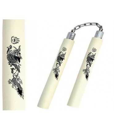 Nunchaku gomma bianca con catena per allenamento arti marziali