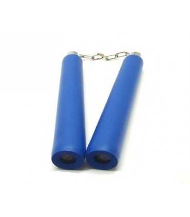 Nunchaku gomma blu con catena per allenamento arti marziali