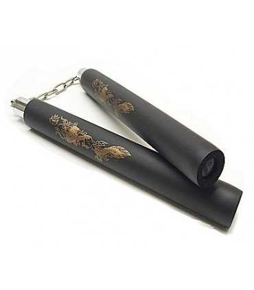 Nunchaku gomma nera con catena per allenamento arti marziali 802B