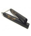 Nunchaku gomma nera con catena per allenamento arti marziali 802B