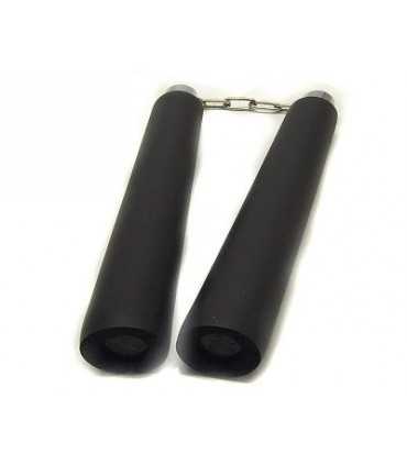 Nunchaku gomma nera con catena per allenamento arti marziali 802B
