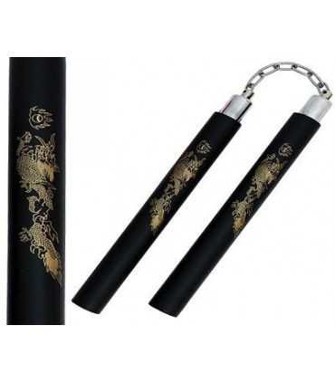 Nunchaku gomma nera con catena per allenamento arti marziali 802B