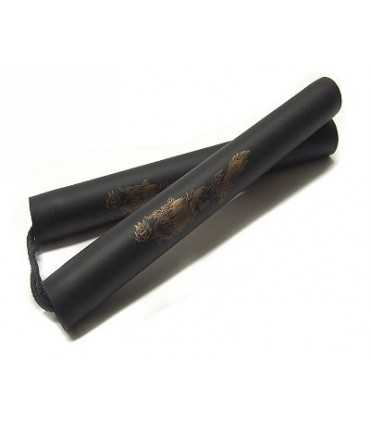 Nunchaku gomma nera con corda per allenamento arti marziali
