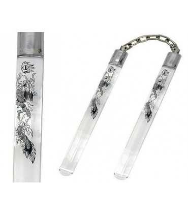 Nunchaku plastica trasparente con catena per arti marziali