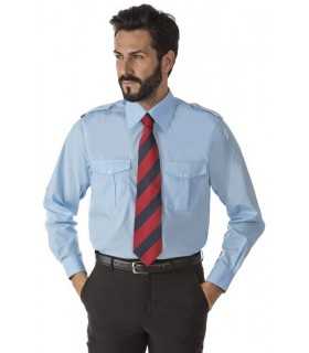 Light blue, white, black, blue, summer shirt, long sleeve uniform with pockets and shoulder pads NO IRONING