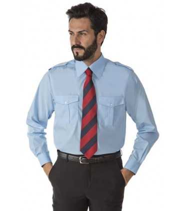 Light blue, white, black, blue, summer shirt, long sleeve uniform with pockets and shoulder pads NO IRONING