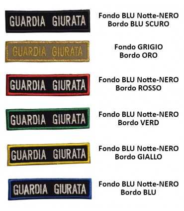 Scritta GUARDIE GIURATE ricamata per tuta operativa applicabile con velcro