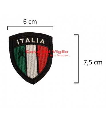 Patch a Scudo Bandiera e scritta ITALIA ricamata con Velcro per tuta OP