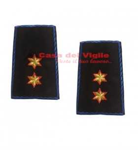 Tubolari ricamati con due stelle a sei punte dorate bordate di rosso Polizia Locale Municipale Guardie Giurate