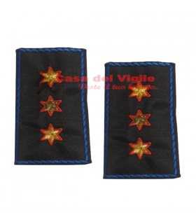 Tubolari ricamati con tre stelle a sei punte dorate bordate di rosso Polizia Locale Municipale Guardie Giurate