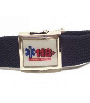 Cintura tela blu Vega alta 2V75 con fibbia 118