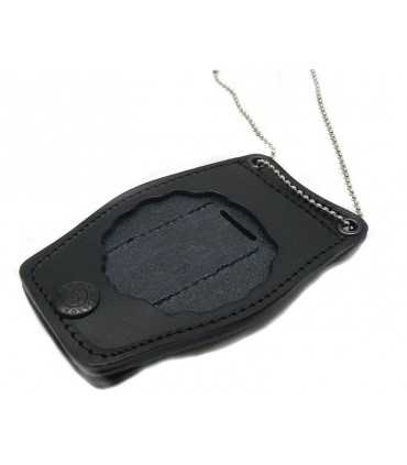 Porta placca Vega Holster cuoio 1WB52 con collana per placca Polizia Penitenziaria