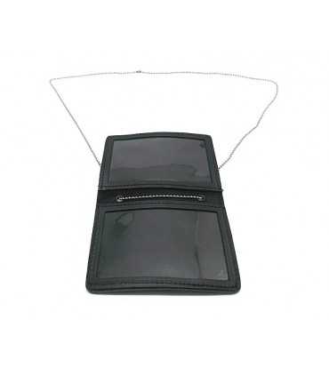 Porta Tessera Vega Holster cuoio 1WIBIS verticale per due tessere con catenella amovibile