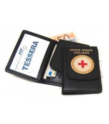 Portafoglio Vega cuoio 1WD08 con placca croce rossa