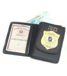 Portafoglio Vega Holster cuoio 1WD113 con placca in metallo Polizia Locale