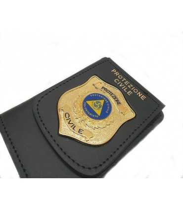 Portafoglio Vega Holster cuoio 1WD115 con placca in metallo Protezione Civile