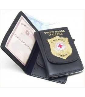Portafoglio Vega Holster cuoio 1WD117 con placca in metallo croce rossa italiana CRI