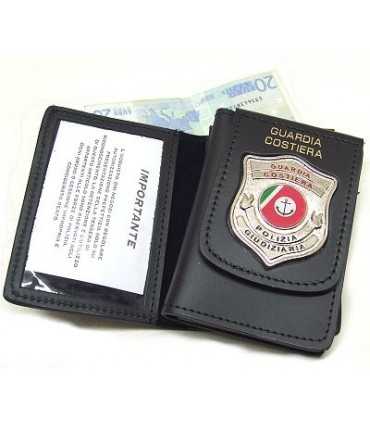 Portafoglio Vega Holster cuoio 1WD129 con placca in metallo guardia costiera