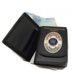 Portafoglio Vega Holster cuoio 1WD148 con placca GPG guardia particolare giurata incaricato di pubblico servizio