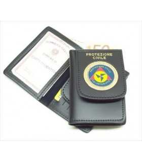 Portafoglio Vega Holster cuoio 1WD35 con placca tonda protezione civile volontario
