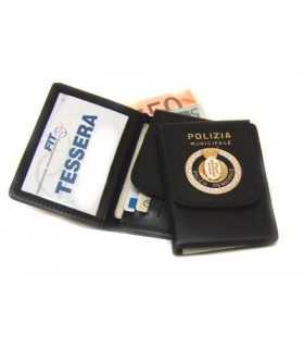 Portafoglio Vega Holster cuoio 1WD41 con placca polizia municipale