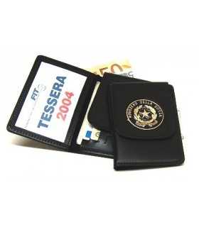 Portafoglio Vega Holster cuoio 1WD84 con placca tonda ministero della difesa