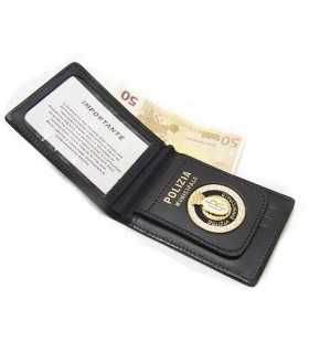 Portafoglio Vega Holster in cuoio 1WE41 con placca polizia municipale