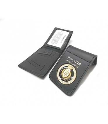 Portafoglio Vega Holster in cuoio 1WE41 con placca polizia municipale