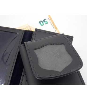 Portafoglio Vega cuoio neutro con porta placca a scudo