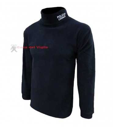 Dolcevita in Micropile BLU Navy con ricamo POLIZIA LOCALE sul colletto, collo alto da indossare sotto la divisa tuta operativa