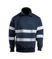 Felpa mezza zip BLU Navy con bande rifrangenti collo alto interno in pile Protezione Civile da lavoro antinfortunistica