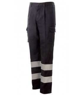 Pantalone INVERNALE Blu Navy con doppie bande rifrangenti Protezione Civile Soccorso Emergenza da lavoro antinfortunistica