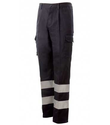 Pantalone INVERNALE Blu Navy con doppie bande rifrangenti Protezione Civile Soccorso Emergenza da lavoro antinfortunistica