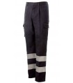 Pantalone INVERNALE Blu Navy con doppie bande rifrangenti Protezione Civile Soccorso Emergenza da lavoro antinfortunistica