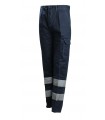 Pantalone economico 4 Stagioni Blu Navy con doppie bande rifrangenti Protezione Civile Soccorso Emergenza da lavoro