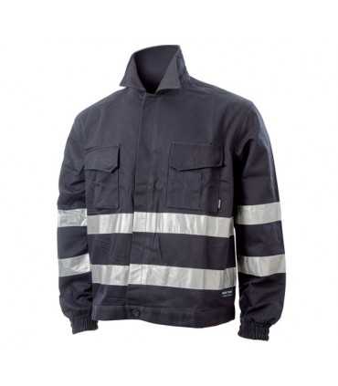 Giacca a Giubbino invernale Blu Navy con bande rifrangenti Protezione Civile Soccorso lavoro antinfortunistica