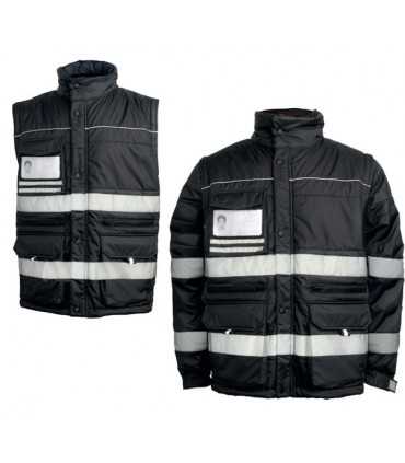 Giubbino MASTER invernale Blu Navy con bande rifrangenti maniche staccabili Protezione Civile Soccorso lavoro antinfortunistica