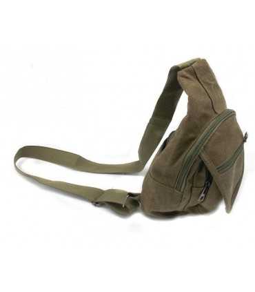 Borsello Barbaric monospalla in canvas verde