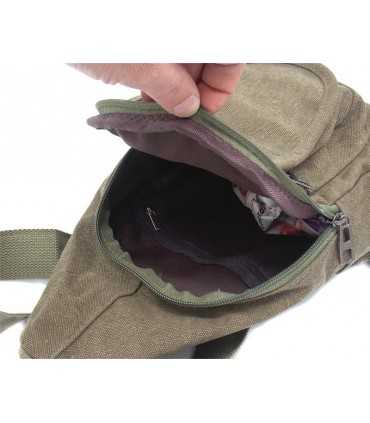 Borsello Barbaric monospalla in canvas verde