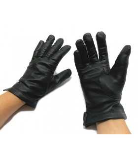 Guanti in pelle foderata per donna neri per vigile
