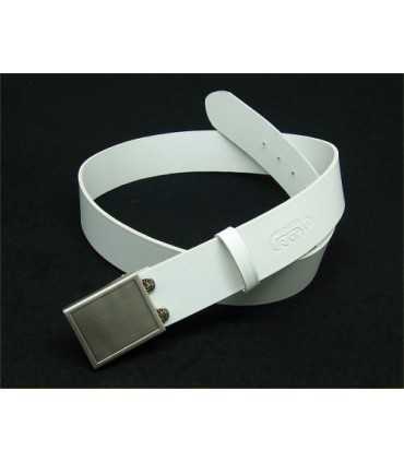 1V63 - Cintura da 5 cm in cuoio con fibbia a cassetta colore Bianco o Nero