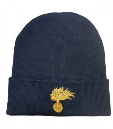 Zuccotto-type cap in wool with Carabinieri Flame embroidery Silver Gold Skullcap CC