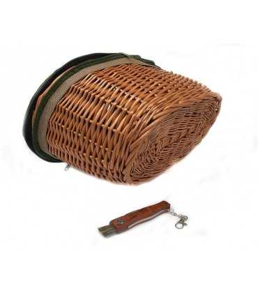 Cesta paniere Delfiero in vimini per funghi con coltello