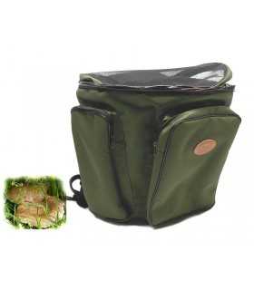 Zaino in nylon verde per funghi con gerla in vimini Ra Sport