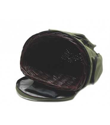 Zaino in nylon verde per funghi con gerla in vimini Ra Sport
