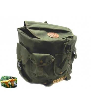 Zaino nylon verde con gerla per funghi