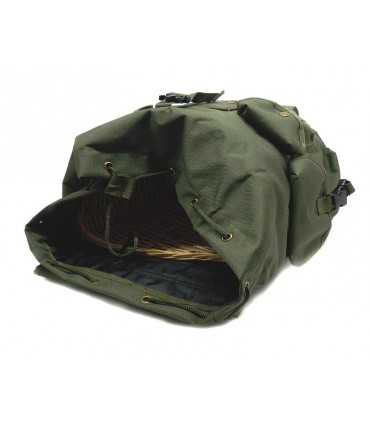 Zaino nylon verde con gerla per funghi