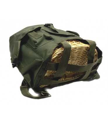 Zaino nylon verde con gerla per funghi