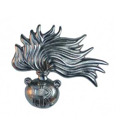 Fregio fiamma in metallo Argento per Carabiniere Appuntato Scelto da Berretto divisa Carabinieri CC