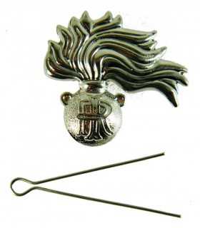 Fregio fiamma Argento in metallo per Basco Carabinieri CC per Carabiniere Appuntato e Bragidiere